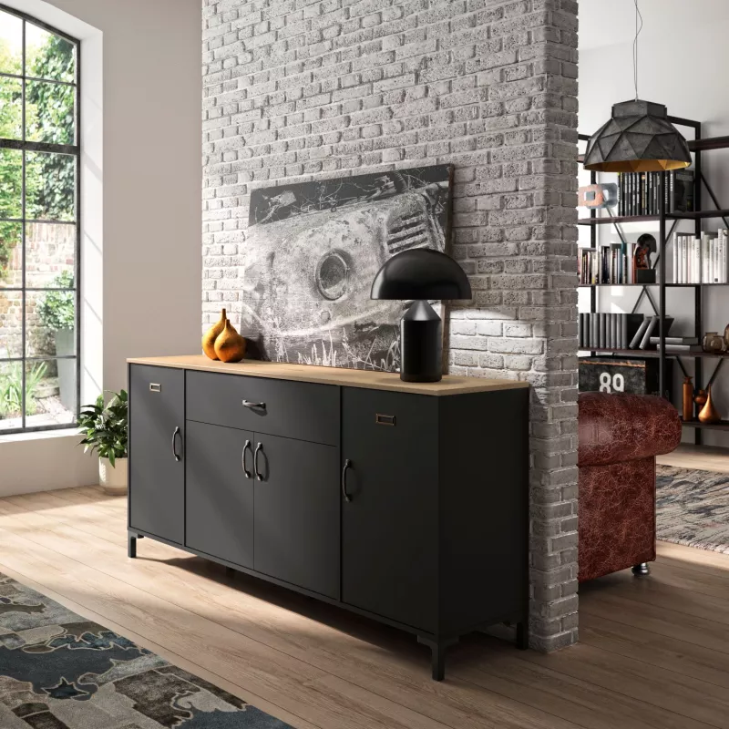 MANCHESTER│Enfilade 4 portes 1 tiroir │40x180xh82 cm