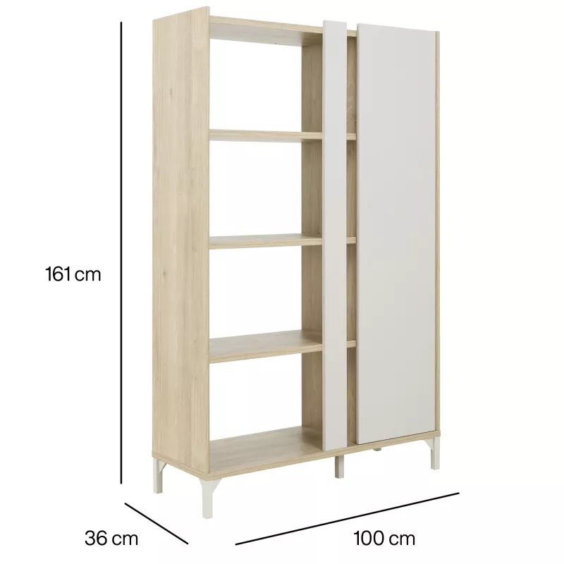 LENK│Bibliothèque 1 porte │36x100xh161 cm