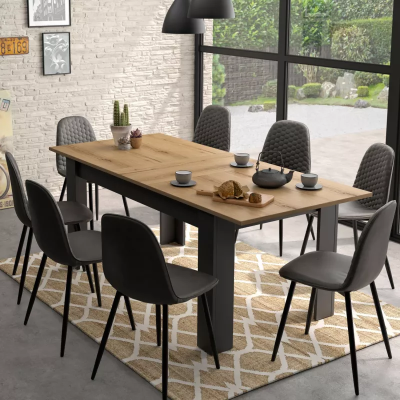 MANCHESTER│Table rectangulaire 1 allonge│90x200xh77 cm