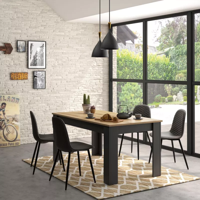 MANCHESTER│Table rectangulaire 1 allonge│90x200xh77 cm