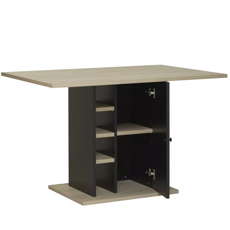 OXFORD│Table cuisine avec 1 porte 3 étagères│80x120xh75 cm