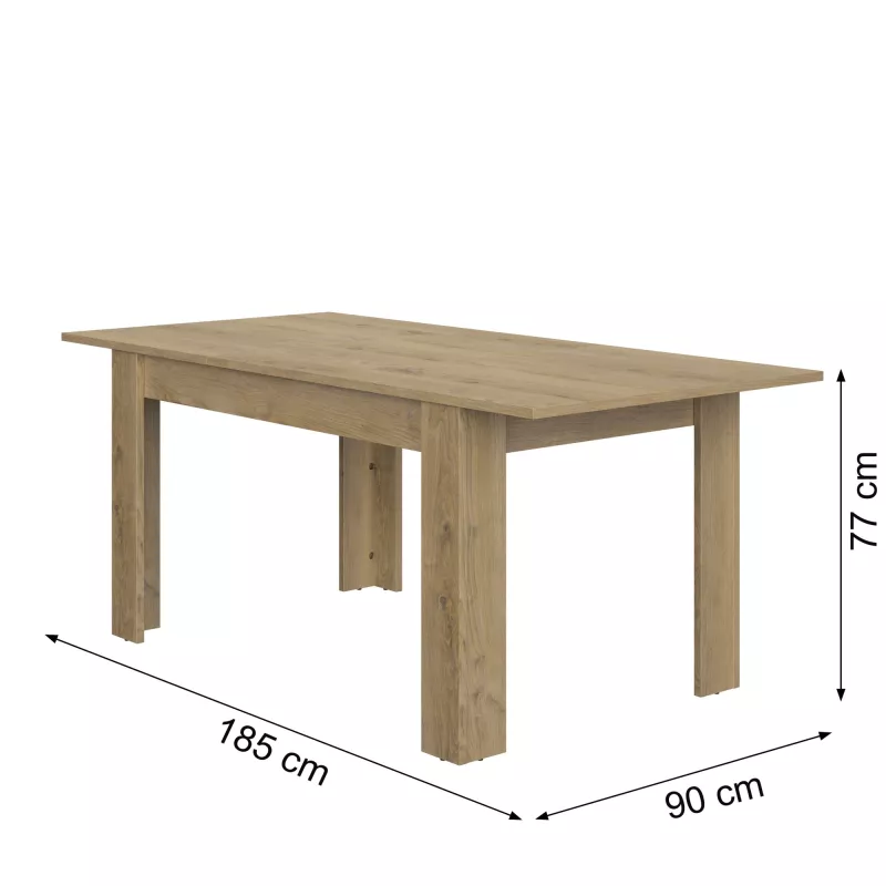 FLORINE CHÊNE│Table rectangulaire 1 allonge│90x140/185xh77 cm