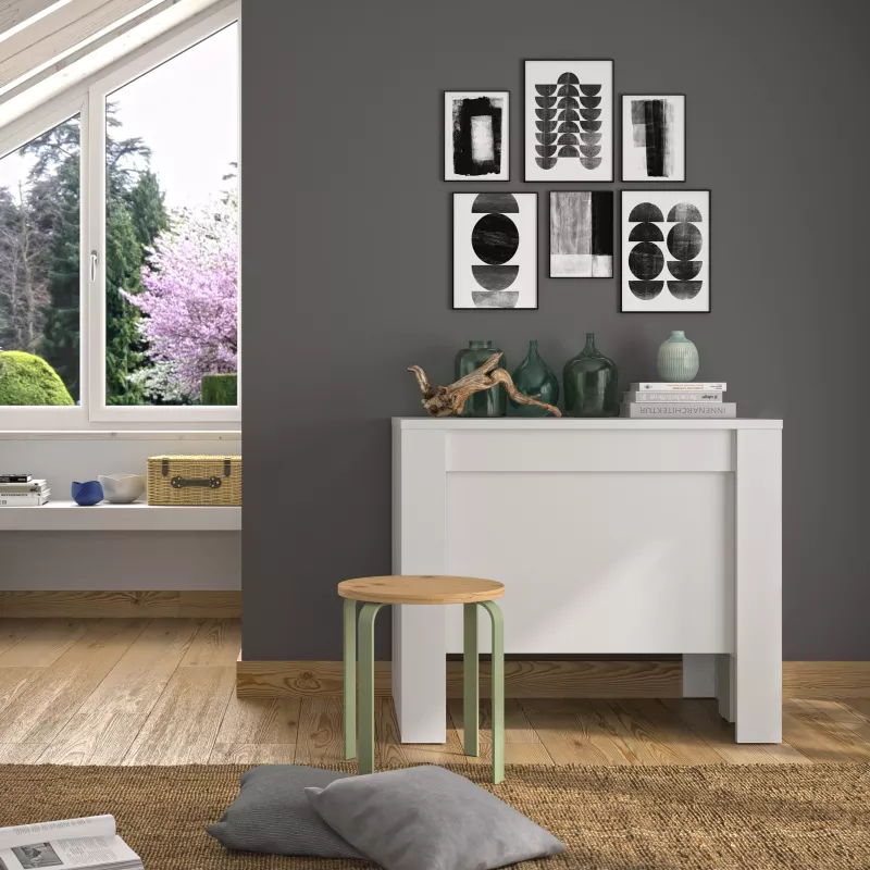 LIWENN BLANCHE│Table console extensible│90x58/193xh77 cm