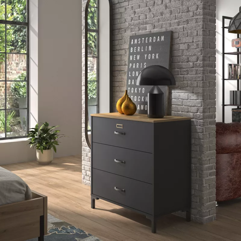 MANCHESTER│Commode 3 tiroirs│40x81xh82 cm