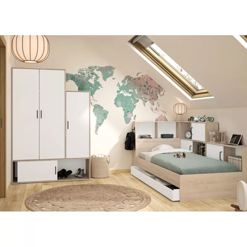 ERWAN│Armoire 4 portes dont 1 porte coulissante│52x133xh195 cm