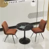 DIABOLO│Table de repas H 75 cm Plateau rond ø 75 cm│Marbre Marquina/Noir mat
