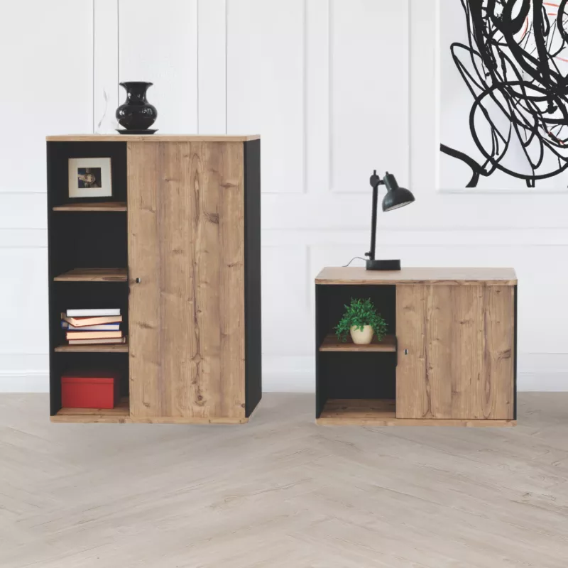 ALTO RANGEMENT | Armoire H75 cm porte battante sur glisseurs