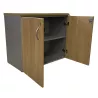 EOL│Armoire Hauteur de bureau L 80 x p 43 x H 71 cm - Portes battantes│Gris alu/Chêne clair