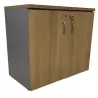 EOL│Armoire Hauteur de bureau L 80 x p 43 x H 71 cm - Portes battantes│Gris alu/Chêne clair