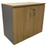 EOL│Armoire Hauteur de bureau L 80 x p 43 x H 71 cm - Portes battantes│Gris alu/Chêne clair