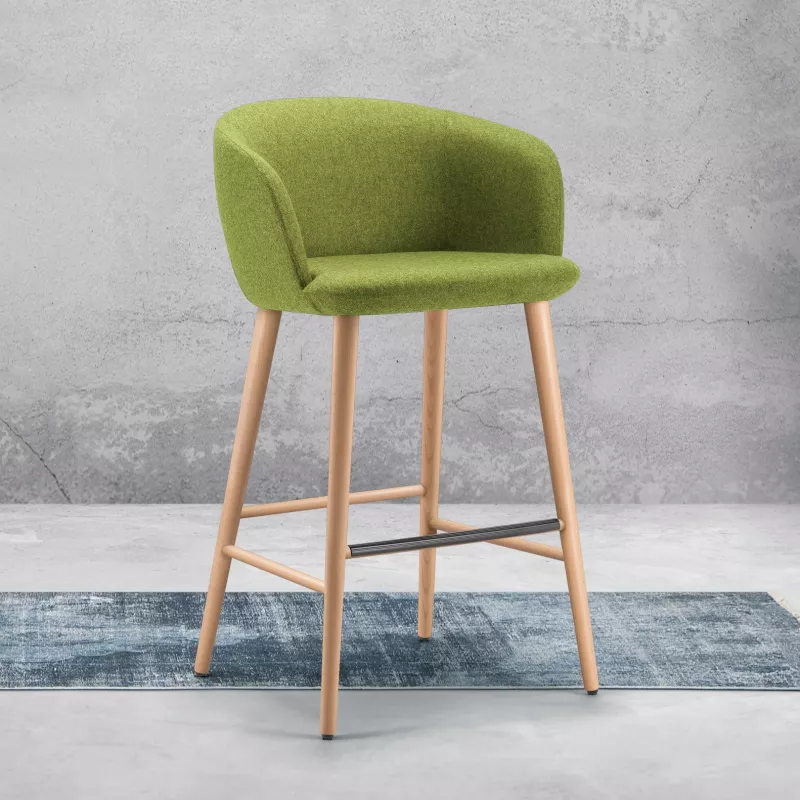 COLIBRI│Tabouret haut avec dossier│Tissu / Hêtre massif