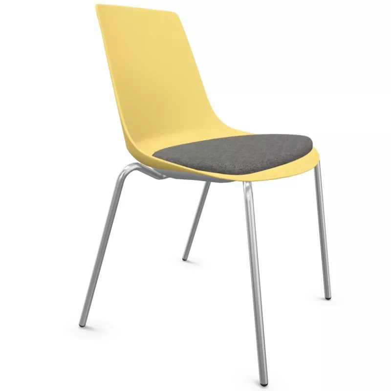 ARA│Chaise polyvalente avec placet tissu - Pieds tubes│Empilable par 5