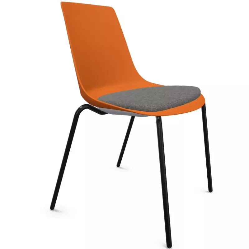 ARA│Chaise polyvalente avec placet tissu - Pieds tubes│Empilable par 5
