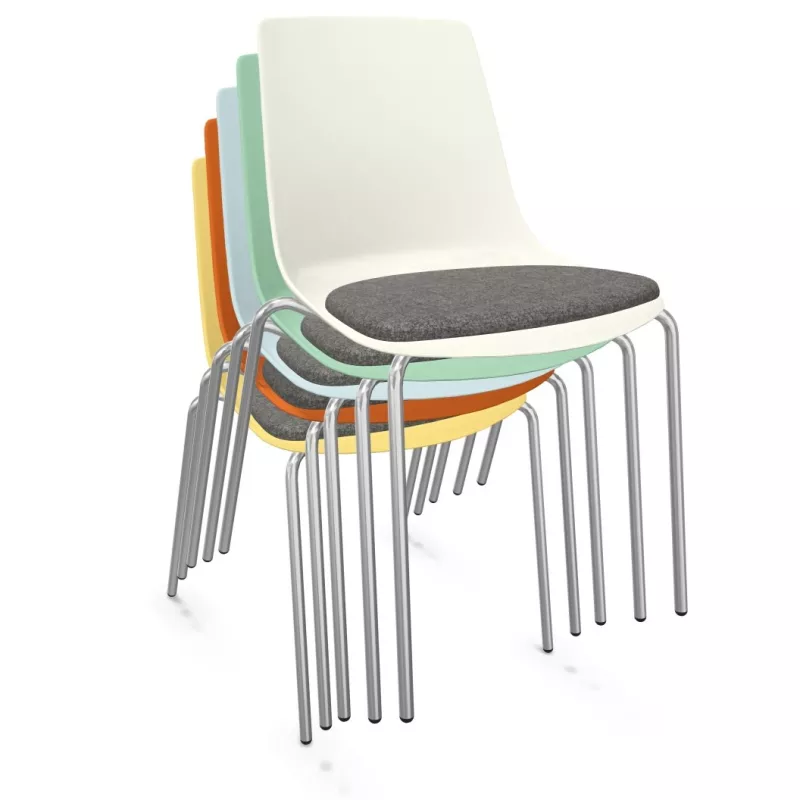 ARA│Chaise polyvalente avec placet tissu - Pieds tubes│Empilable par 5