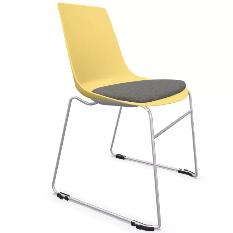 ARA│Chaise polyvalente avec placet tissu - Pieds luge│Empilable par 5