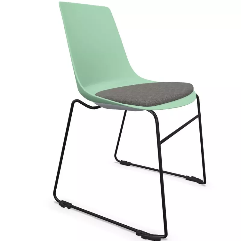 ARA│Chaise polyvalente avec placet tissu - Pieds luge│Empilable par 5