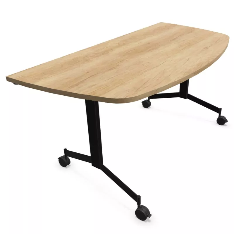 EUREKA│Table abattante demi-lune160x80 │Chêne Nebraska/Noir