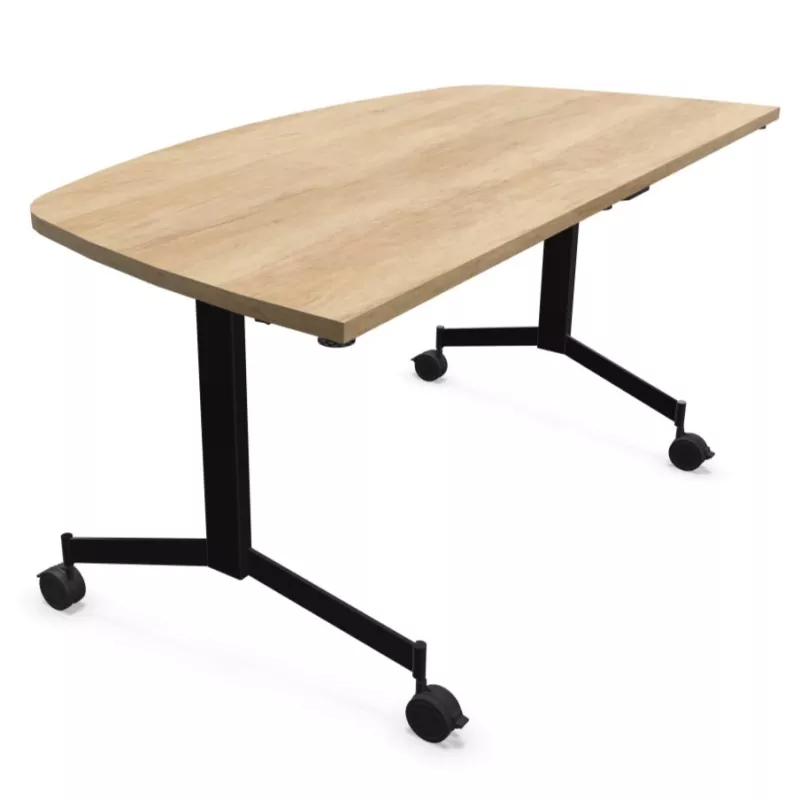 EUREKA│Table abattante demi-lune160x80 │Chêne Nebraska/Noir
