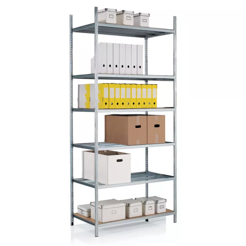 Rayonnages tubulaires│Rangement 6 rayons - H 225 cm│Montants galvanisés