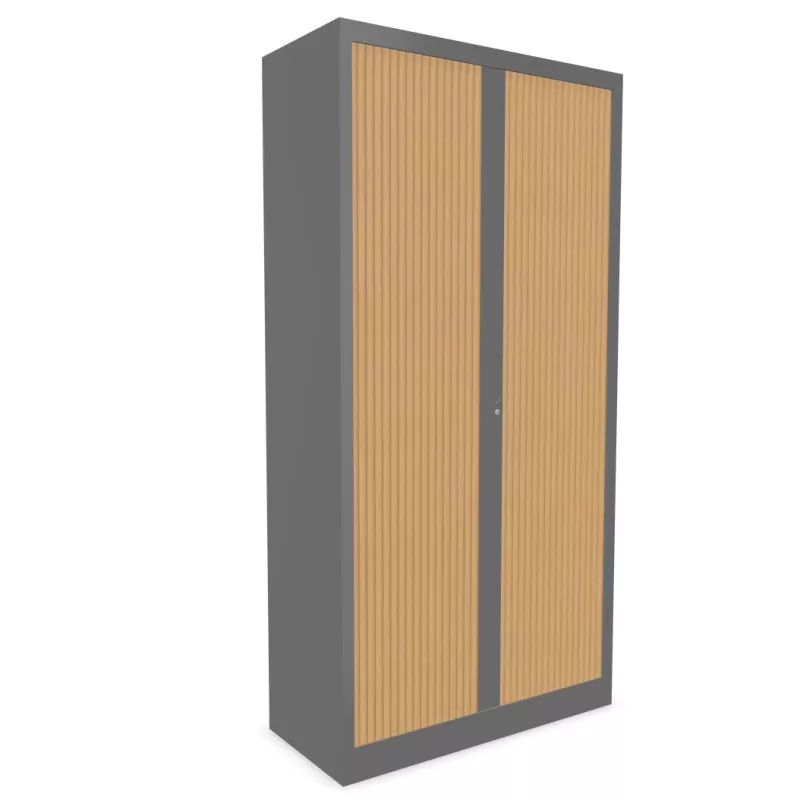 CLASSIF│Armoires à rideau bicolore L100-120 x H 198 cm│Acier/Décor bois