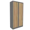 CLASSIF│Armoires à rideau bicolore L100-120 x H 198 cm│Acier/Décor bois