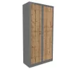 CLASSIF│Armoires à rideau bicolore L100-120 x H 198 cm│Acier/Décor bois