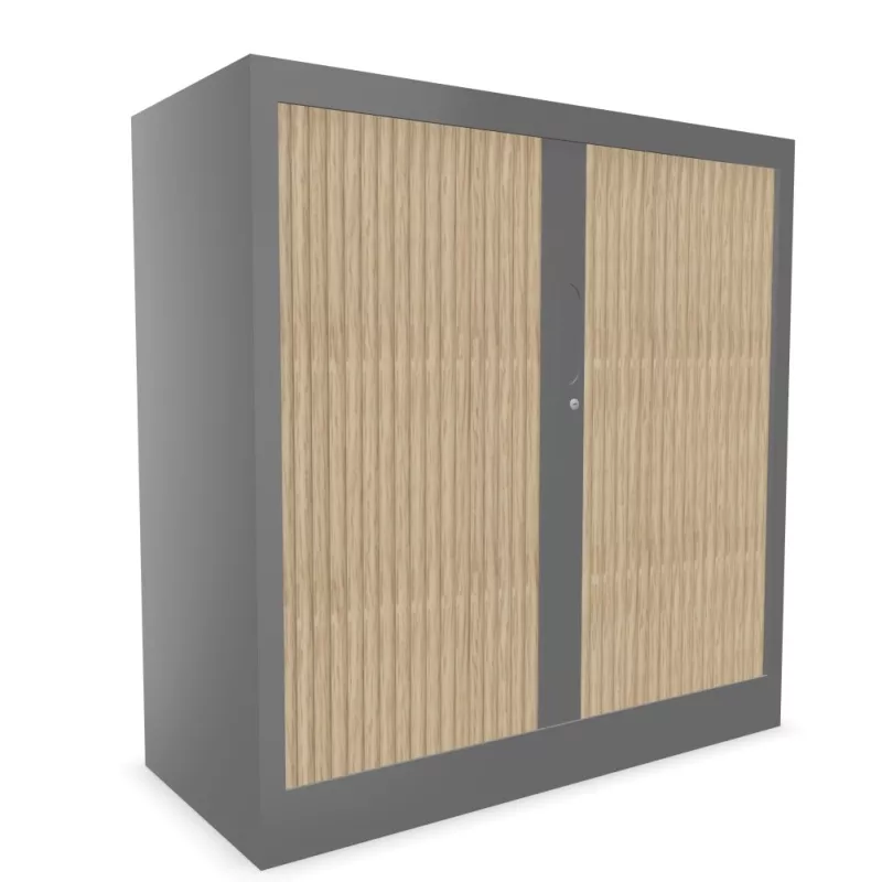 CLASSIF│Armoires à rideau bicolore L100-120 x H 102 cm│3 couleurs d'acier/ 5 décor bois