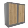 CLASSIF│Armoires à rideau bicolore L100-120 x H 102 cm│3 couleurs d'acier/ 5 décor bois