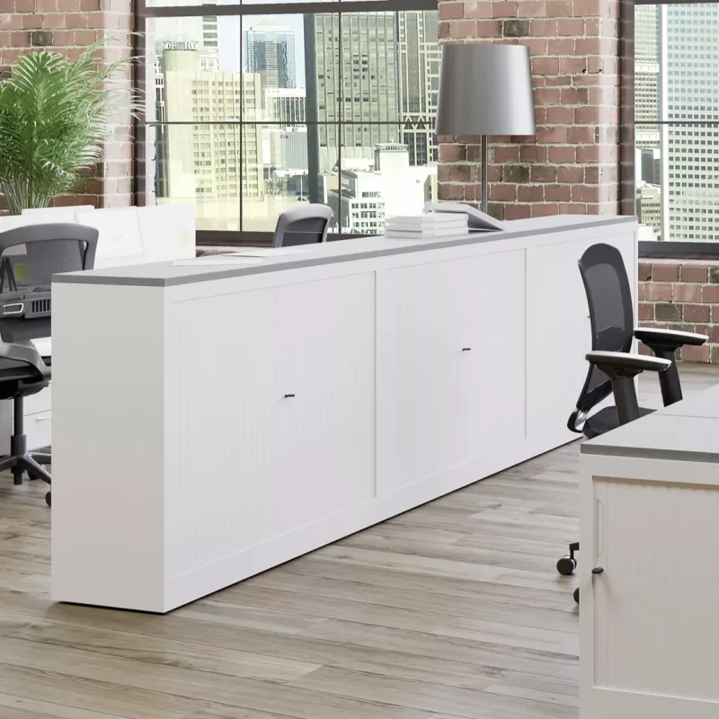CLASSIF│Armoires à rideau bicolore L100-120 x H 102 cm│3 couleurs d'acier/ 5 décor bois