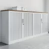 CLASSIF│Armoires à rideau bicolore L100-120 x H 102 cm│3 couleurs d'acier/ 5 décor bois