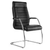 MANHATTAN│Fauteuil visiteur Cuir haut dossier│Noir/Chromé