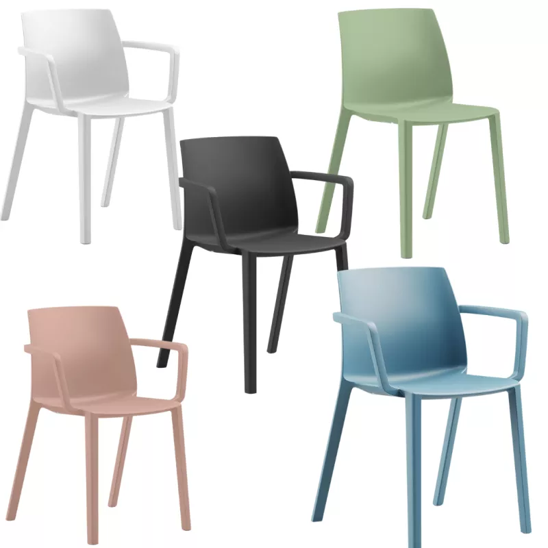 SOLÉO│Chaise collectivité│Avec accoudoirs│int-éxt.│5 coloris