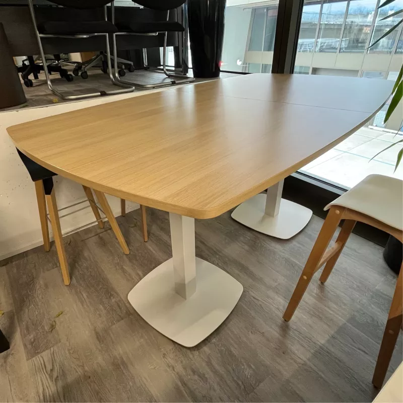 WORKING│Table haute - Tonneau 6 à 8 personnes│Chêne clair/Blanc