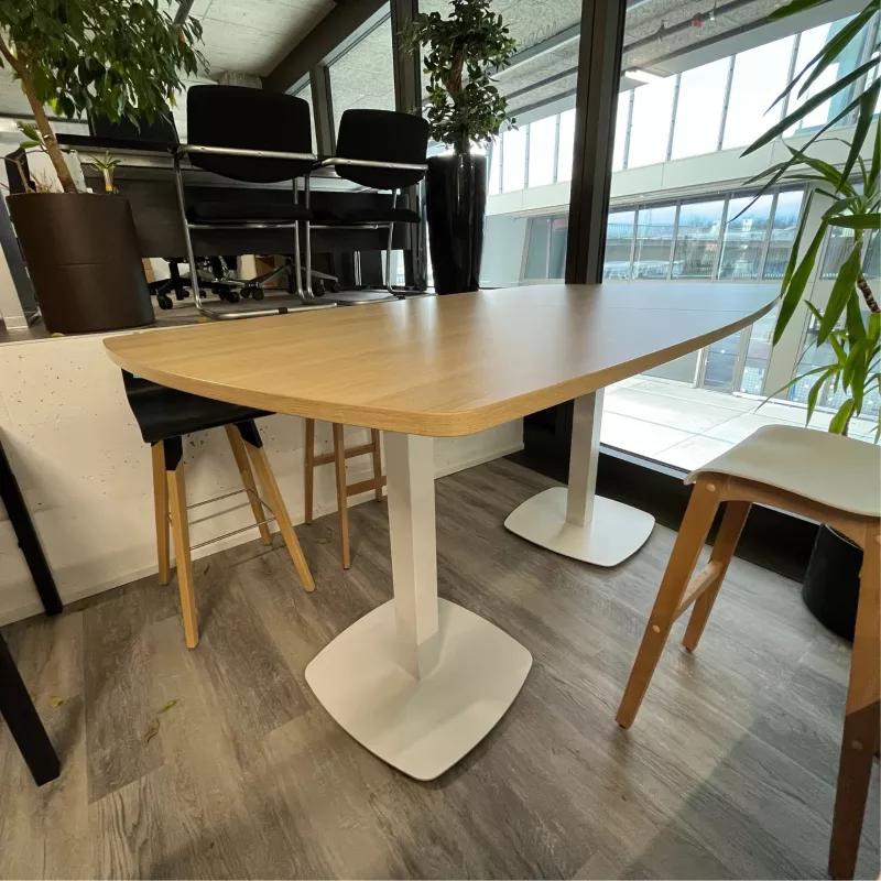WORKING│Table haute - Tonneau 6 à 8 personnes│Chêne clair/Blanc
