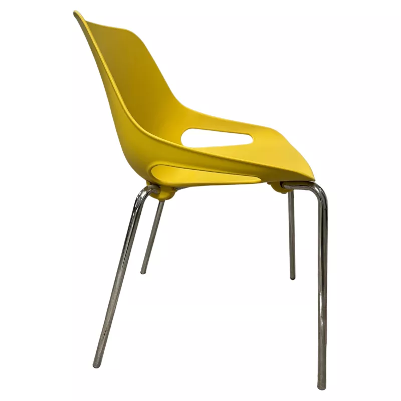 ROSALIE│Chaise de collectivité empilable par 4 │Jaune/Chromé