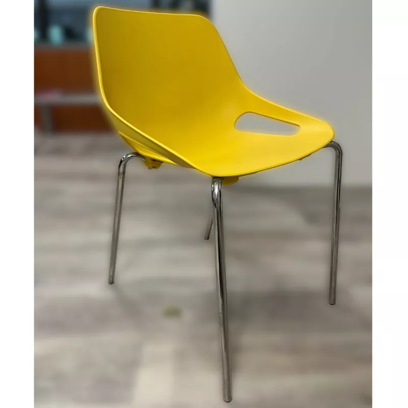 ROSALIE│Chaise de collectivité empilable par 4 │Jaune/Chromé