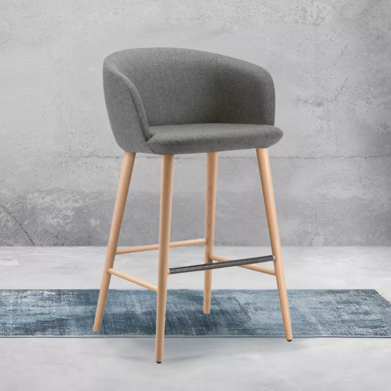 COLIBRI│Tabouret haut avec dossier│Tissu / Hêtre massif