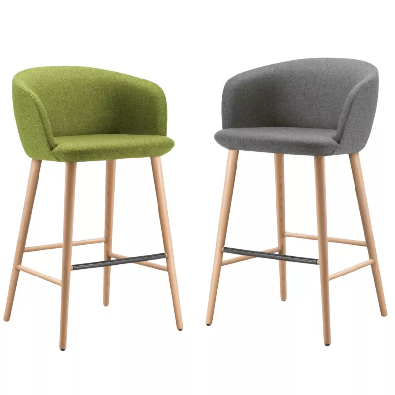 COLIBRI│Tabouret haut avec dossier│Tissu / Hêtre massif