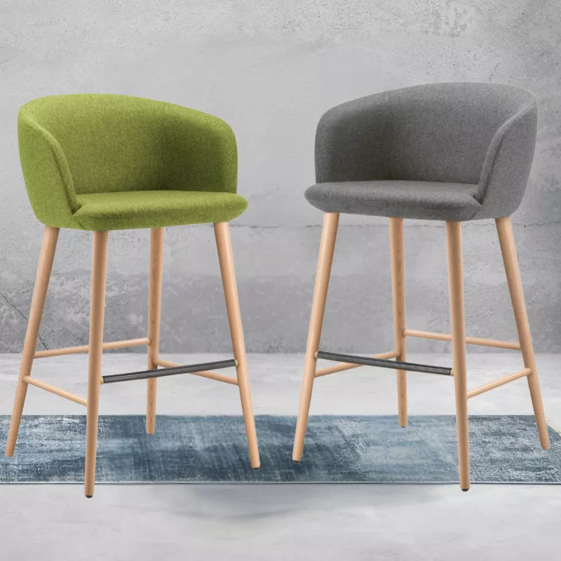 COLIBRI│Tabouret haut avec dossier│Tissu / Hêtre massif