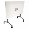 EUREKA│Table abattante 120x70 plateau blanc pieds gris aluminium avec trappe