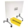 EUREKA│Table abattante 120x70 plateau blanc pieds gris aluminium avec trappe