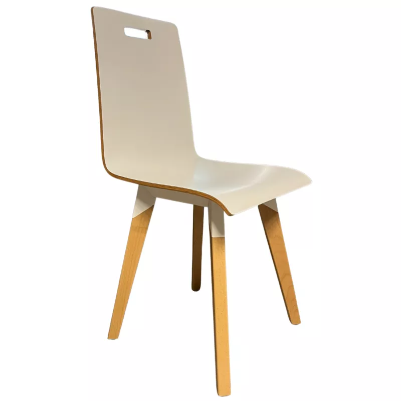 EVASION│Chaise en bois 4 pieds│Blanc / Hêtre