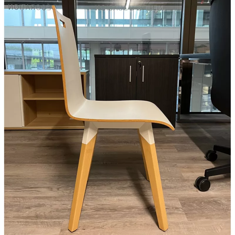 EVASION│Chaise en bois 4 pieds│Blanc / Hêtre