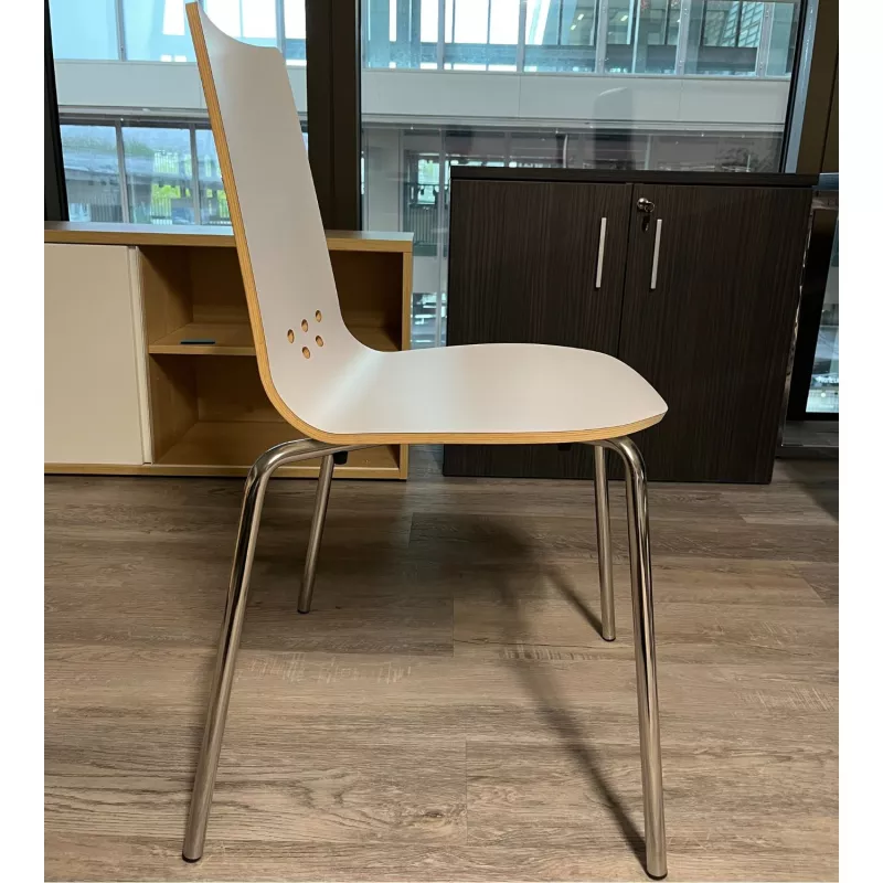 SPOON│Lot de 2 Chaises 4 pieds│Blanc / Chromé