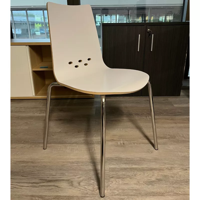 SPOON│Lot de 2 Chaises 4 pieds│Blanc / Chromé