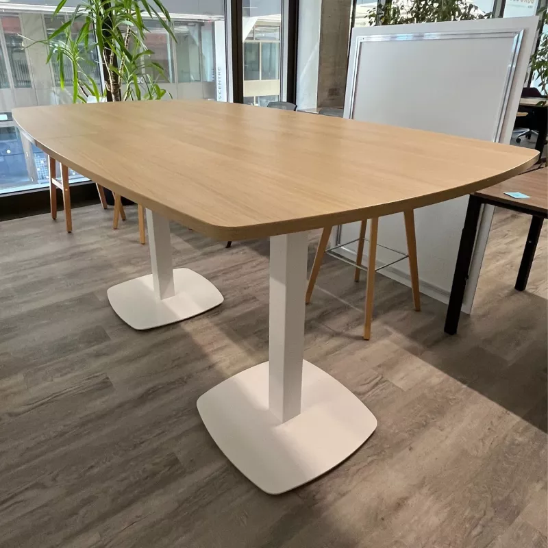 WORKING│Table haute - Tonneau 6 à 8 personnes│Chêne clair/Blanc