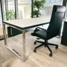 SILVER│Bureau Direction droit  L 180 x p 90 - avec voile de fond│Blanc / Ebène Ash / Chromé