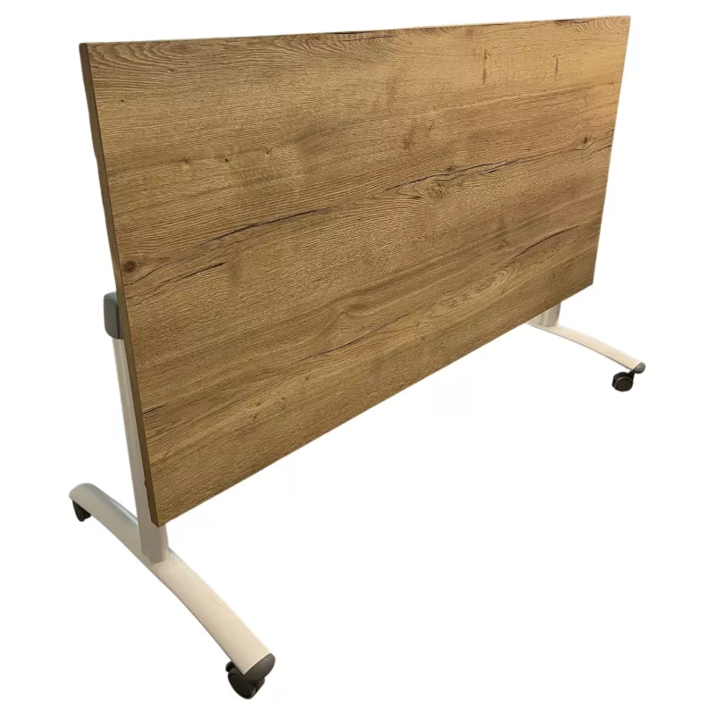 FOLD│Table abattante 160x80│Chêne brut/Acier blanc