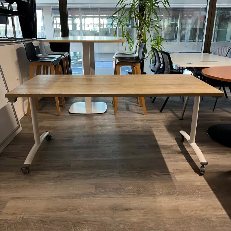 FOLD│Table abattante 160x80│Chêne brut/Acier blanc