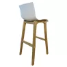DETENTE EXPO│Tabouret dossier haut│Blanc/Chêne massif